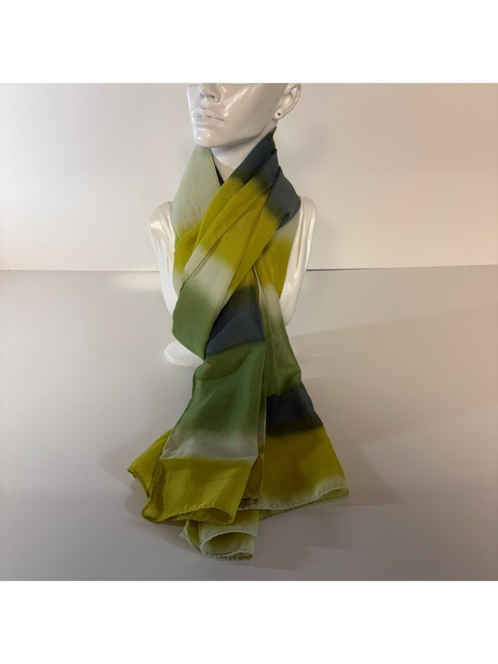 Green Ombre Stripe Scarf Gradient 18 in x 62 in Versatile Lightweight Accessory